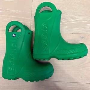 CROCS Kids Vibrant Green Rain Boots